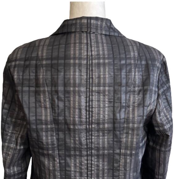 Tribal Black Gray Metallic Textured Button Front Pockets Blazer Jacket Size 10 - Picture 5 of 12